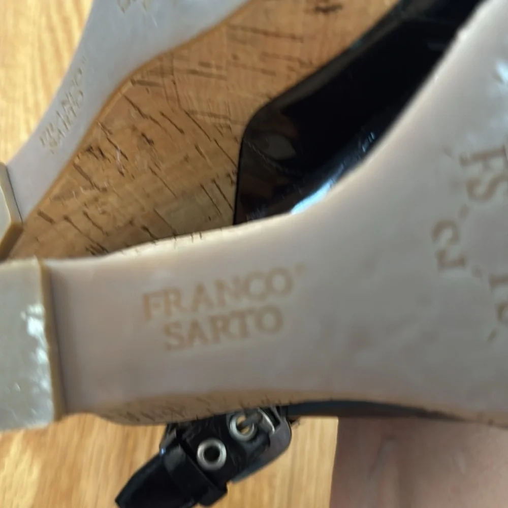Franco Sarto Black Platform Shoes with Silver Buckle (6) - Picture 5 of 7